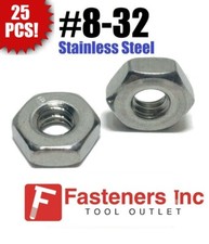  Qty 25  8-32 Stainless Steel Finished Hex Nuts 304 / 18-8
