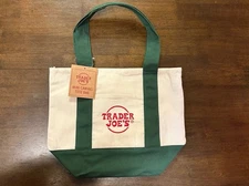 Trader Joe's Mini Canvas Tote Bag Holiday Limited Edition Green NWT