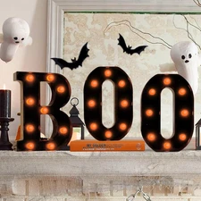 Halloween Decorations Indoor-Boo 3 Led Marquee Light up Letters Halloween Decor