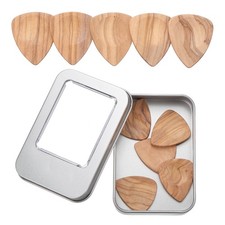 10 Pcs 2.5mm Olive Wood Groove Guitar Pick with Storage Box, Wood Color
