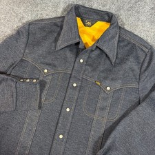 Vintage 70s Lee Denim Western Shirt Jacket M.R. Pearl Snap Button Front