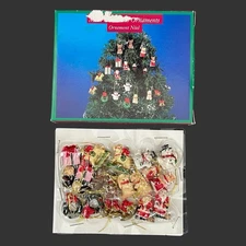 Vintage Lot of Assorted Mini Christmas Ornaments with Original Box
