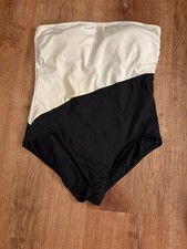 A Vince Camuto Swim bathing Suit Womens One Piece Strapless Black/White 14 nwot
