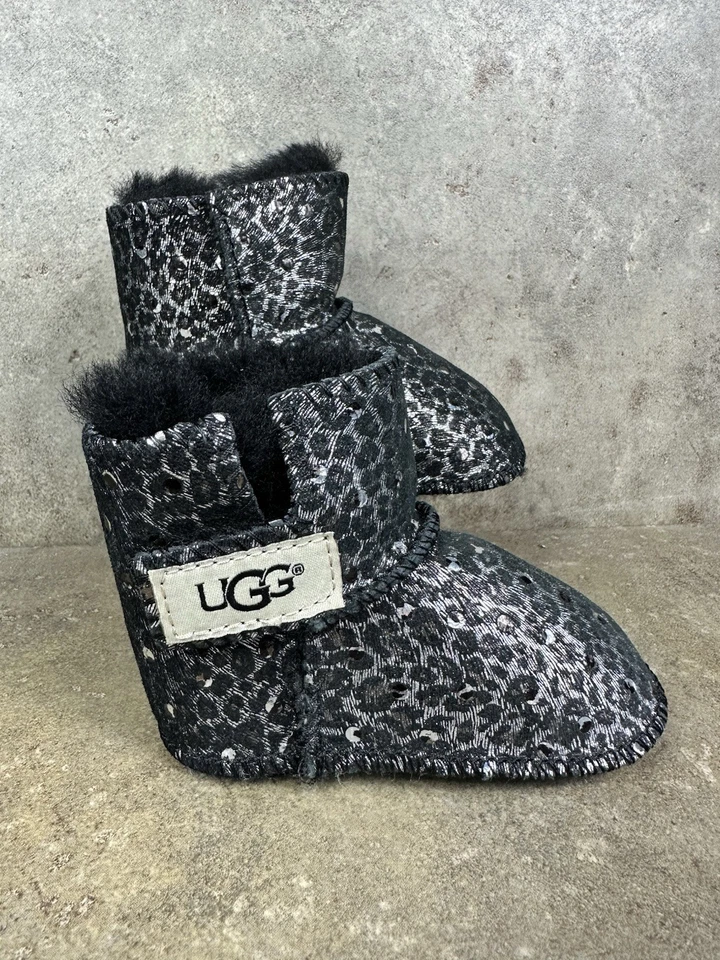 UGG Erin леопард ботинок Baby размер 2/3 маленький 6-12 месяцев INF/BLK 1092369I с коробкой - Изображение 2 из 4