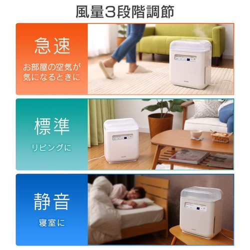 Iris Ohyama Air Purifying Humidifier with Timer, PM2.5, House Dust Removal, Whit - Picture 7 of 9