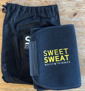 Sweet Sweat Waist Trimmer Band Women Men Trainer Belt Black XXL w/ Wash Bag