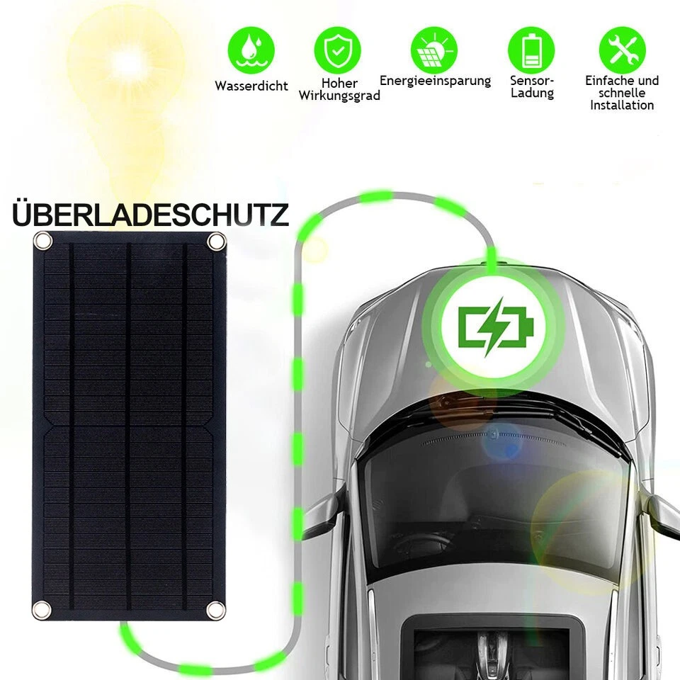 12 Volt 60 Watt Solar Autobatterie Ladegerät Solarmodul ErhaltungsladungTragbare - Bild 3 von 4