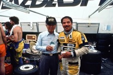 Kenichi Yamamoto President of Mazda Yojiro Terada after the race L- Old Photo