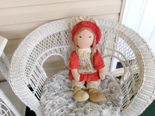 Vintage CARRIE Rag Doll Holly Hobbie's Friend Knickerbocker 1970's Cloth 27"