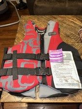 Stearns V-Flex Adult Large Floating Life Jacket Red And Black. Looks New W Stain