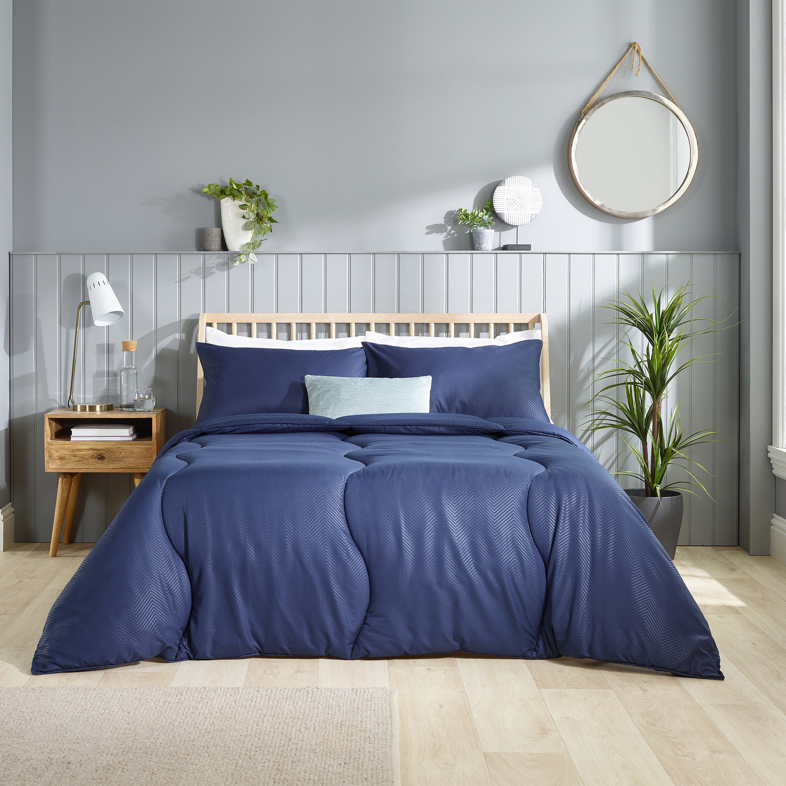 Slumberdown Unisex Navy Coverless Comfort Herringbone 10.5 Tog Duvet Single - Image 2