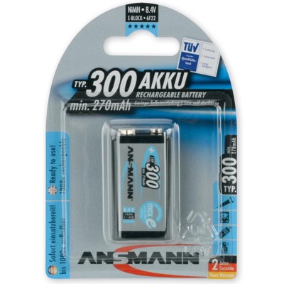 NiMH Akku maxE, 9V E-Block, 300 mAh, 1er Blister ANSMANN 5035453 (4013674354535)