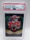 Patrick Mahomes II 2020 Panini Prizm Brilliance Green Prizm #9, PSA 9