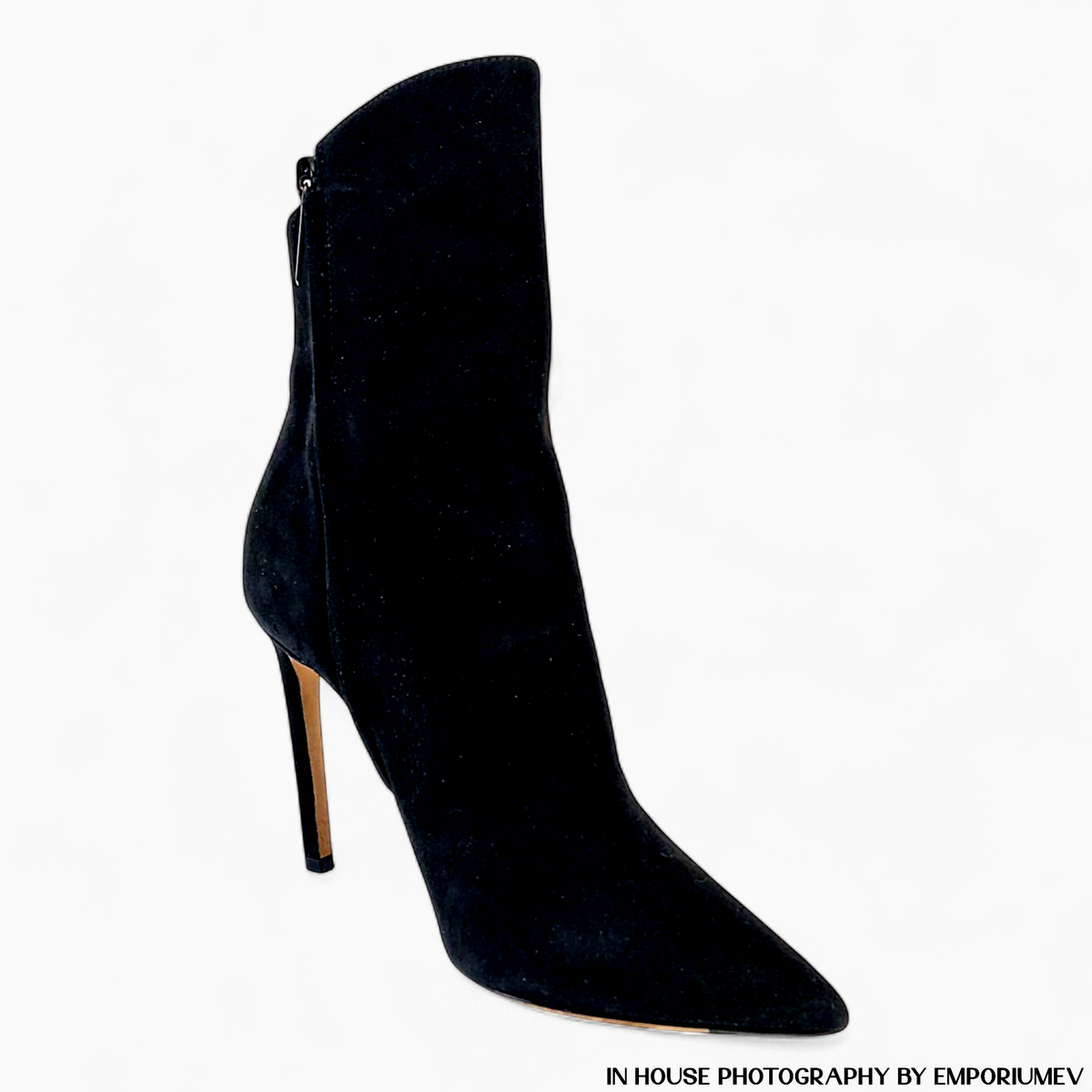 Jimmy Choo Helaine 100 Black Suede Pointed Toe Stiletto Heel Boots