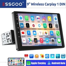 9" Car Stereo Radio Rotatable Single 1 DIN Wireless Apple CarPlay Android Auto