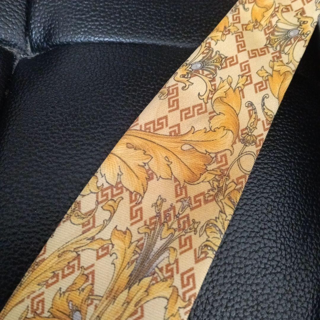 Auth Versace Tie Allover Pattern Yellow Mens Neck… - image 5