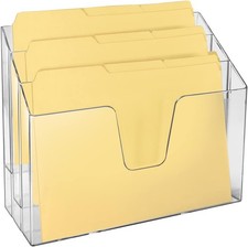 Horizontal Triple File Folder Holder Organizer Open-Top Desktop Document Sorter