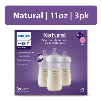 Philips Avent Natural Baby Bottles with Natural Response Nipples Fast Flow