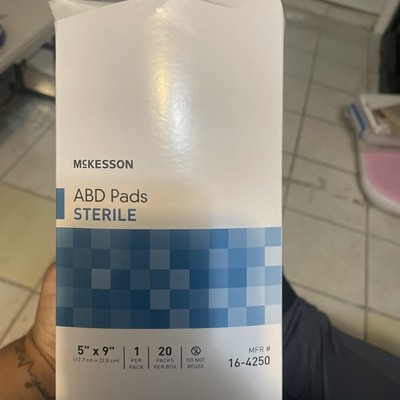 McKesson Abdominal Pads ABD Sterile 5'' x 9'' Gauze Bandage Pads 16-4250 20 Ct