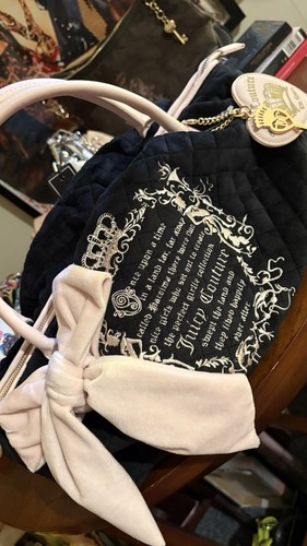 Juicy Couture Juicy Tale Bowlers Bag Black Liquorice Pink Satchel Tote