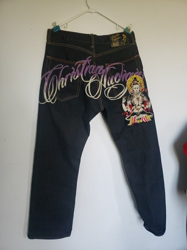 Christian Audigier Pants Vintage Embroidered Denim 34x34