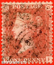 SG. 38 variety C9 (3). " KF ". 1d Pale Red. Plate 48. A good used example B68165