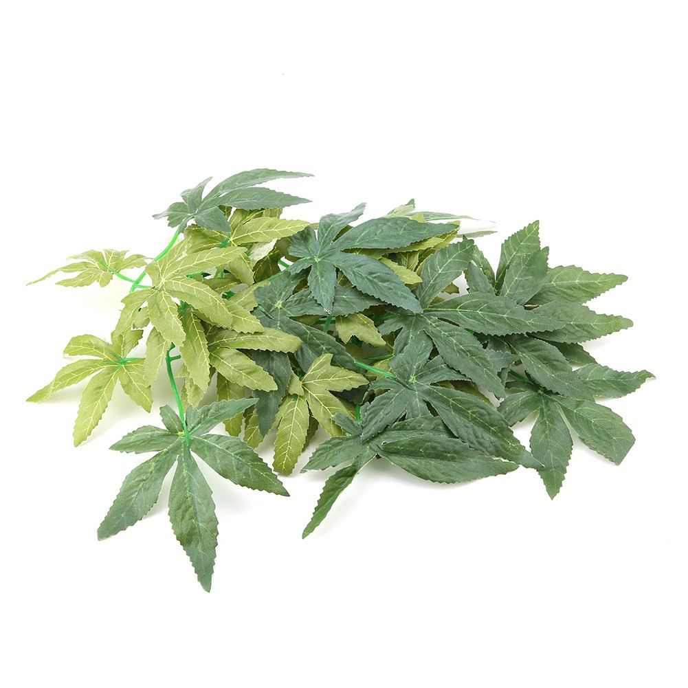 Green Artificial Plant Fake Leaves Aquarium Fish Tank Reptile Terrarium Ornament