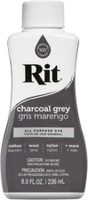 Rit All-Purpose Liquid Fabric Dye, 8 oz Bottle, Charcoal Grey Color