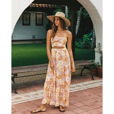 NWT! L*Space Blue Skies Wavy Daisy Halter Smocked Tube Top - Size M (MSRP $99)