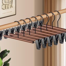 Wooden Pants Hangers with Clips 20 Pack Adjustable Wood Skirt Hangers for Wom...