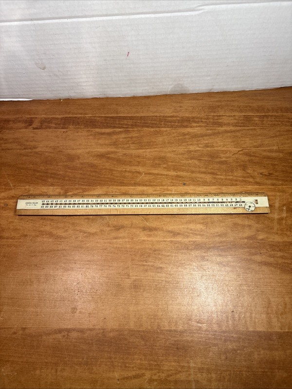 Vintage Pat. 1895 Adding Ruler 15” Long Wood & Brass & White -Dial Face- Unique