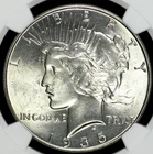 1935 PEACE DOLLAR NGC MS 62 EXCELLENT SHIMMERY SILVER SATIN LUSTER OVER A STRONG