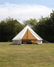 4M Bell Tent 100% Cotton Canvas with Chimney Stove Hole + Jute Matting