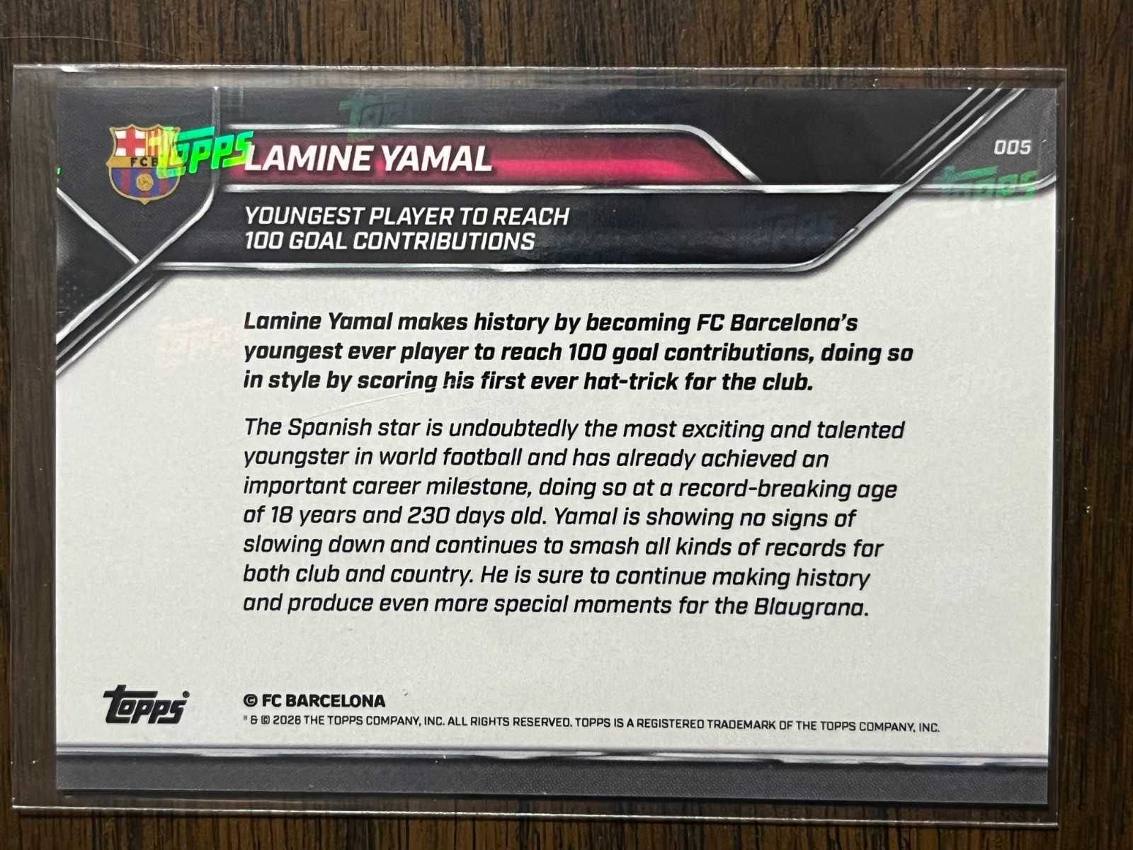 2025-26 Topps NOW #5 Lamine Yamal FC Barcelona view 2