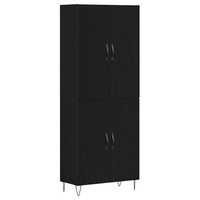 Highboard 2-Teilig Schwarz Eichenoptik Aus Ingenieurholz Und Glas