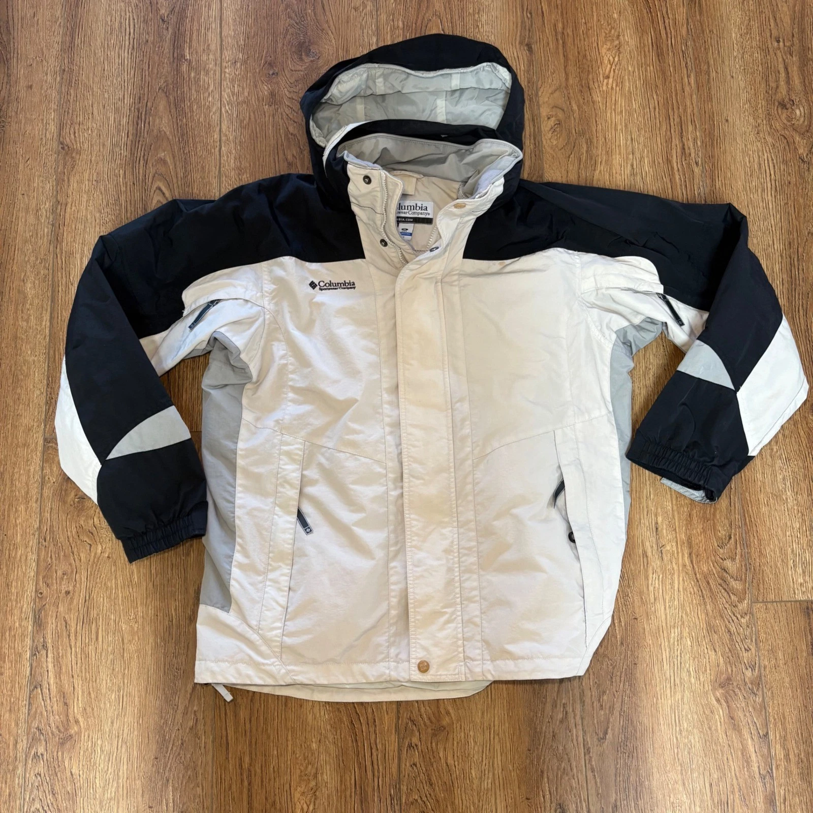 Columbia Core Interchange Jacket Shell Cream Black Mens M gorpcore ski nylon
