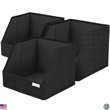 Trapezoid Storage Bins 3 Pack - Foldable Fabric Baskets for Closet Organizing