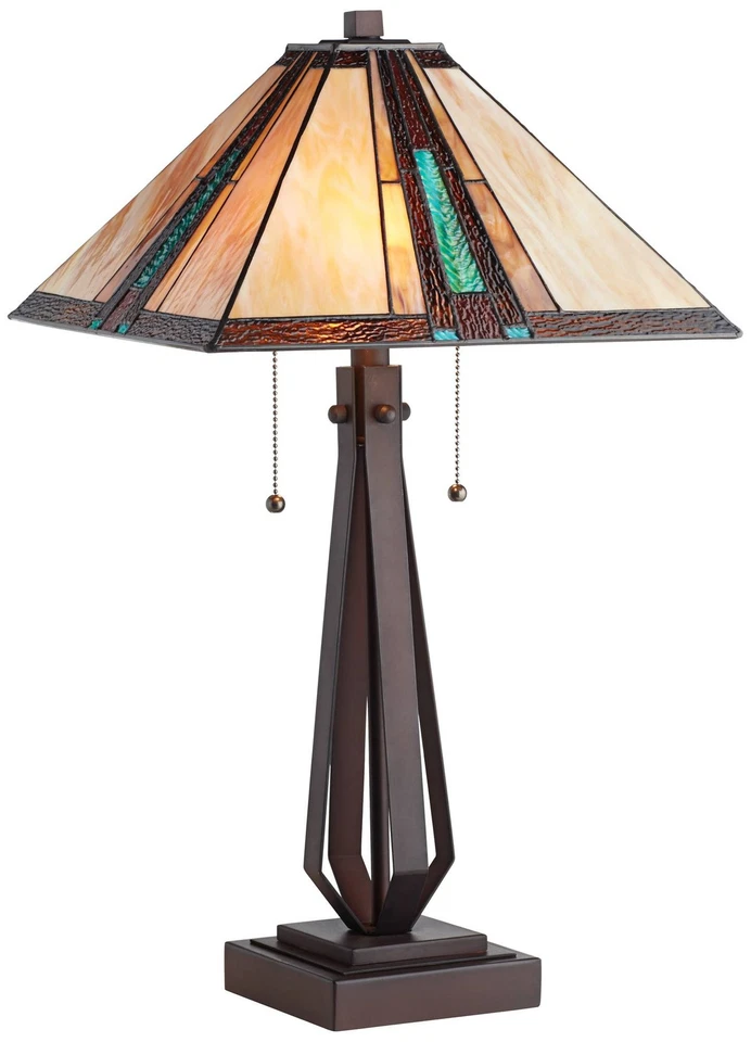 Roger Marta Mission Tiffany Style Table Lamp 25" High Bronze Metal for Bedroom - Image 2 of 4