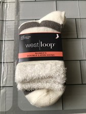 women's cozy socks size 4-10 1 pair NWT beige and gray stripe cute super soft