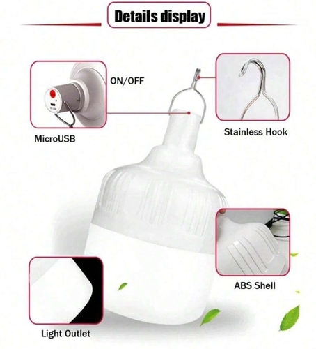 1 PC Rechargeable LED Camping Light - Waterproof, 20W-160W for Outdoor Use - NEW - Picture 4 of 10