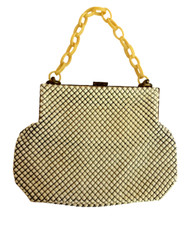 Jemco Purse Handbag Metal Mesh Chain Link Handle Art Deco Cream Evening Vintage