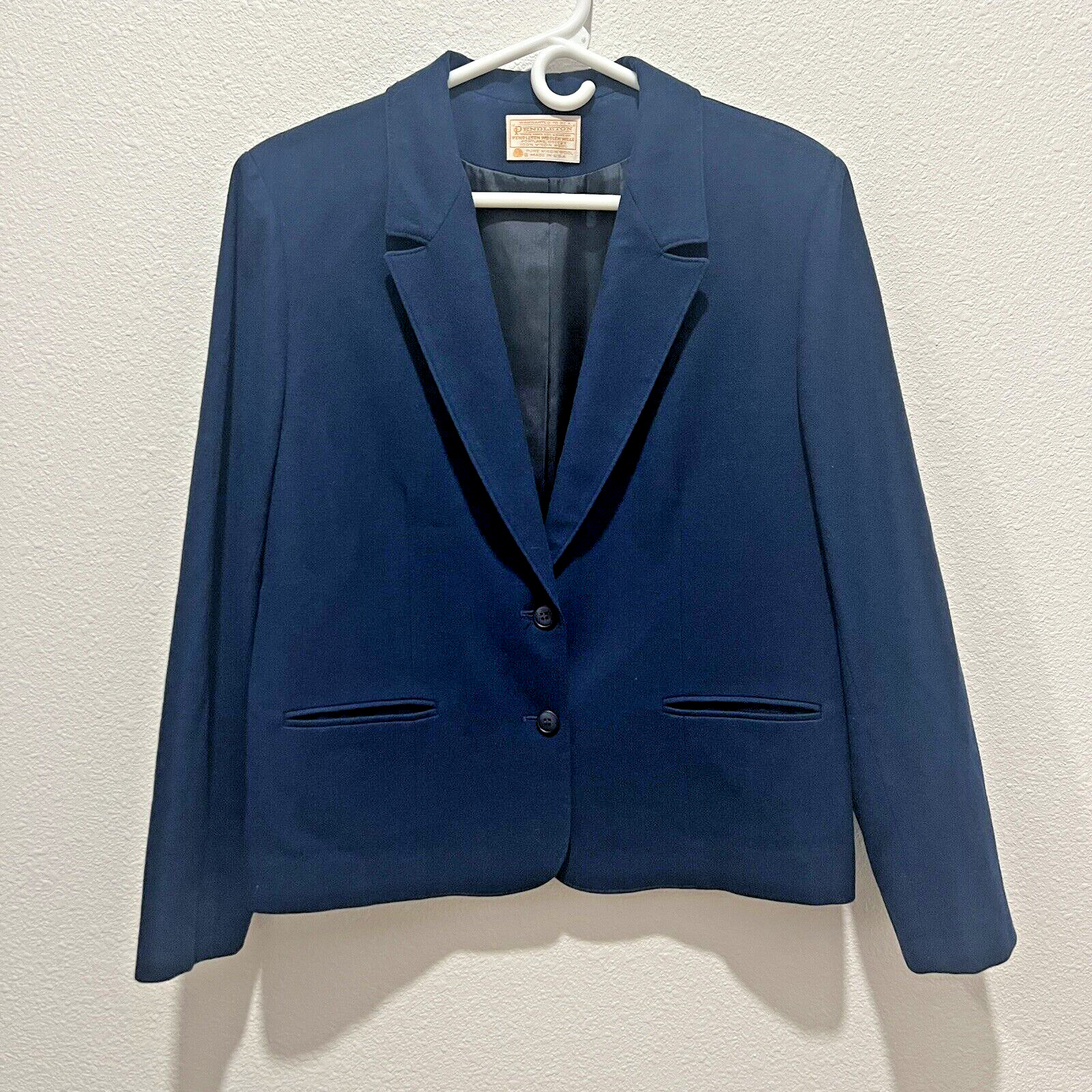 Pendleton Pure Virgin Wool Blazer Navy Womens Vin… - image 1
