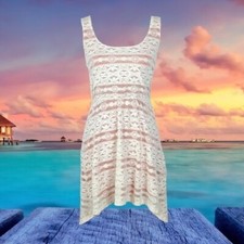 Two Layer Lace Open Back Sleeveless Dress - White & Orange