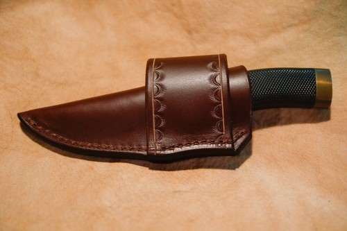 Custom Leather Crossdraw Sheath for Buck Vanguard, Buck Zipper - Picture 3 of 3