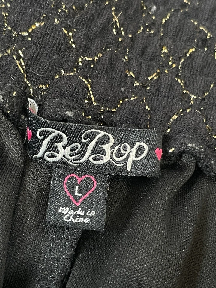 BEBOP Y2K Black Gold Woven Spandex Hot Shorts Woman’s Size L Elastic Waist - Image 2 of 4