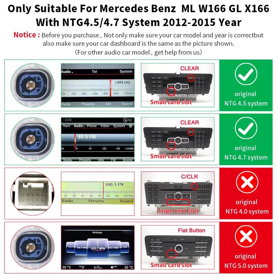 Pantalla táctil multimedia inalámbrica CarPlay de 12,3" para Benz ML W166 GL X166 NTG4,5 Foto 2 de 4