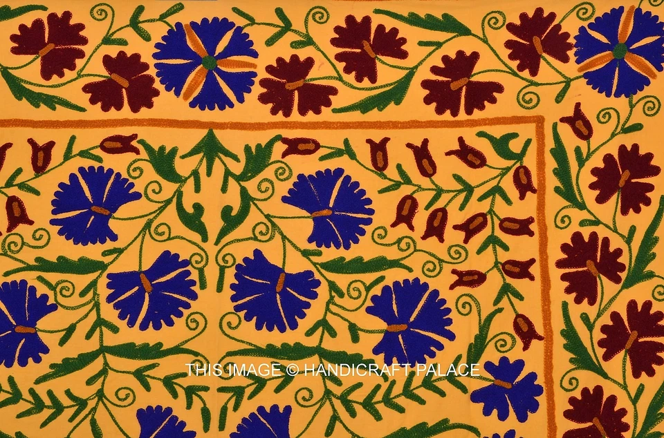 Funda de cama de diseño Uzbekistán bordada floral india colcha algodón suzani Foto 4 de 4