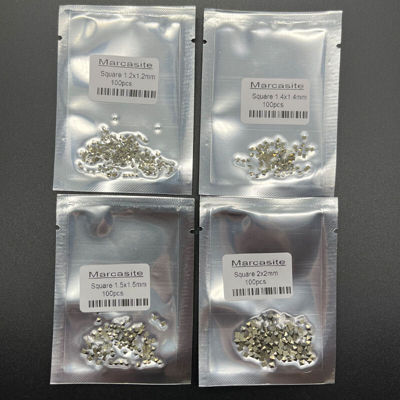 50pcs Square Flat Back Loose Natural Marcasite Stone For DIY  Stone