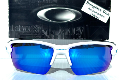 NEW Oakley FLAK 2.0 XXL Shiny White PRIZM Sapphire Blue Lens