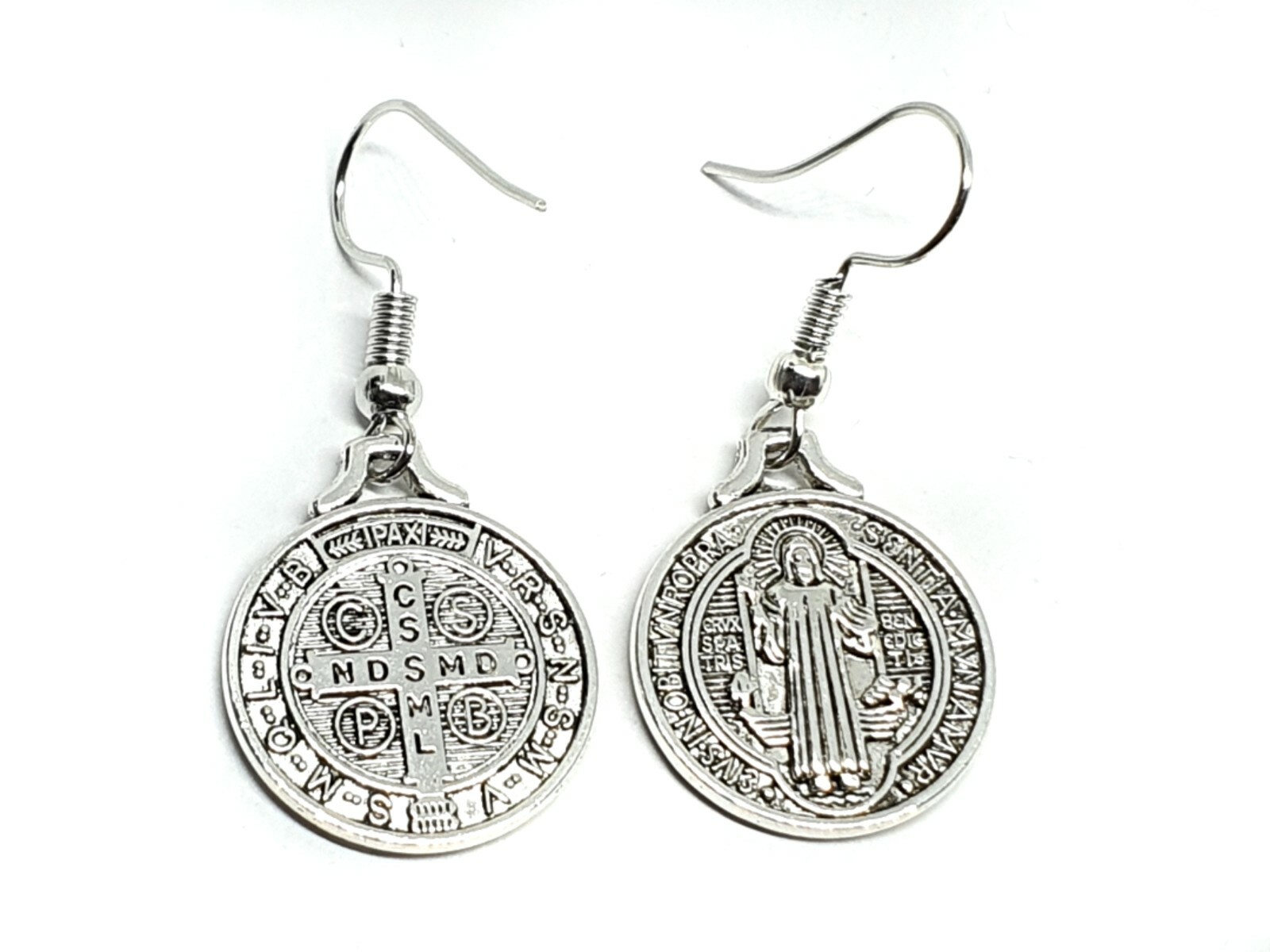 Saint St Benedict Earrings Medal Medalla De San Benito Cross Earrings Fashion